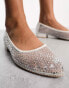 Фото #3 товара Be Mine Bridal Elidia embellished flats in ivory satin