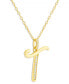 ფოტო #3 პროდუქტის Cubic Zirconia Initial 18" Pendant Necklace in 18k Gold-Plated Sterling Silver, Created for Macy's