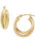 Фото #1 товара Серьги Macy's Twisted & Smooth Small Hoop 14k Gold, 15mm