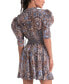 Women's Paisley-Print Chiffon Puff-Sleeve Mini Dress