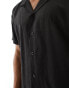 Фото #3 товара South Beach linen blend beach shirt in black