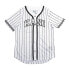 KARL KANI Serif Pinstripe Baseball short sleeve v neck T-shirt