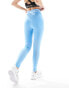 adidas Training Essentials logo waistband leggings in bright blue