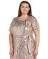 Plus Size Sequined Short-Sleeve Godet Gown