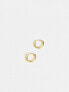 ASOS DESIGN sterling silver with gold plate mini hinge hoop earrings in 9mm