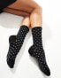 Pieces glitter polka dot socks in black