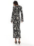 Extro & Vert plisse maxi dress in abstract print