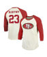 Men's Threads Christian McCaffrey Cream, Scarlet San Francisco 49ers Player Name and Number Raglan 3/4-Sleeve T-shirt
