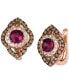 ფოტო #1 პროდუქტის Pomegranate Garnet (1-7/8 ct. t.w.) & Diamond (1-1/2 ct. t.w.) Leverback Earrings in 14k Rose Gold