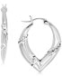 ფოტო #1 პროდუქტის Crystal Chevron Hoop Earrings in Silver-Plate