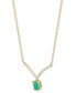 Фото #3 товара Macy's emerald (3/4 ct. t.w.) & Diamond (1/10 ct. t.w.) Chevron 17" Statement Necklace in 10k Gold