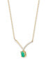 Macy's emerald (3/4 ct. t.w.) & Diamond (1/10 ct. t.w.) Chevron 17" Statement Necklace in 10k Gold