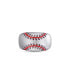 Home Run Baseball Design Sterling Silver Red Diamonds Enamel Band Men Ring