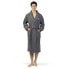 Personalized 100% Turkish Cotton Waffle Terry Bathrobe with Satin Piped Trim - Dark Gray