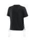 ფოტო #4 პროდუქტის Women's Black Baltimore Orioles Side Lace-Up Cropped T-shirt