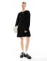 Фото #2 товара Miss Selfridge smock velvet mini dress in black