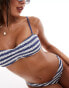 Hollister co-ord crochet bandeau bikini top in blue and white stripe