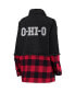 ფოტო #4 პროდუქტის Women's Black, Scarlet Ohio State Buckeyes Denim Flannel Stitch Button-Up Shirt