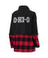 Фото #4 товара Women's Black, Scarlet Ohio State Buckeyes Denim Flannel Stitch Button-Up Shirt