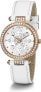 Фото #2 товара Guess Damen Armbanbanduhr Full Bloom rose gold tone Lederarmband weiß GW0382L3