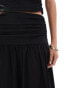 ASOS DESIGN co-ord textured ruched side drop waist maxi skirt with slit front in black