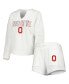 ფოტო #1 პროდუქტის Women's White Ohio State Buckeyes Sunray Notch Neck Long Sleeve T-shirt and Shorts Set