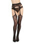 Фото #2 товара Women's All-In-One Lace Suspender Floral Fishnet Tights