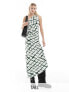 Vero Moda Tall plisse one shoulder maxi dress in tie dye check