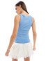 Stradivarius ribbed tank top 2 pack in blue and buttermilk yellow