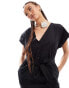 Фото #4 товара Monki jumpsuit with tie waist in black