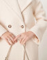 River Island slouchy wool overcoat in cream Бежевый, 38 - фото #4