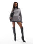 Фото #5 товара NA-KD high neck jumper in greay stripe