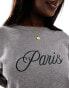 4th & Reckless Plus exclusive knitted Paris logo t-shirt in grey