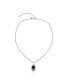 Фото #1 товара Sterling Silver and Black Onyx Gemstone Fan Pendant with Chain Necklace, 17-20 Inches