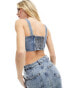 Фото #4 товара Tommy Jeans denim bustier top in mid wash