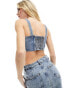 Tommy Jeans denim bustier top in mid wash