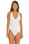 Фото #1 товара Becca by Rebecca Virtue Color Code Kali V-Neck Belted One-Piece White Size LG