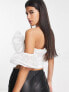 ASOS DESIGN organza ruffle bardot top in white