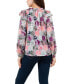 ფოტო #5 პროდუქტის Women's Print Satin Like Top with Ruffle Shoulder Detail