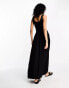 Фото #9 товара ASOS DESIGN ribbed scoop neck midi dress with dropped waist in black