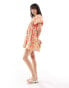 Wednesday's Girl bloom floral shirred bust smock dress in orange