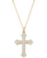ფოტო #1 პროდუქტის Diamond Cross Pendant Necklace (1/4 ct. t.w.) in 14k Gold