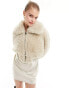 Mango short teddy jacket in beige Бежевый, M - EU 38 - фото #1