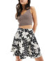 Фото #2 товара Wednesday's Girl floral print flippy mini skirt in black and cream