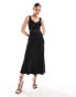 Bardot satin lace insert maxi dress in black Черный, 36 - фото #1