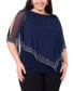 Plus Size Embellished Asymmetric Cape Overlay Top