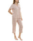 ფოტო #9 პროდუქტის Women's 2-Pc. Printed Capri Pajamas Set