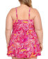 Swim Solutions Women's Plus Tummy-Control Bow-Front Swimdress Fuschia Pink, 20W