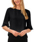 Women's Ruffled Cuff 3/4-Sleeve Crew Neck Blouse