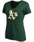 ფოტო #2 პროდუქტის Women's Green Oakland Athletics Core Official Logo V-Neck T-shirt